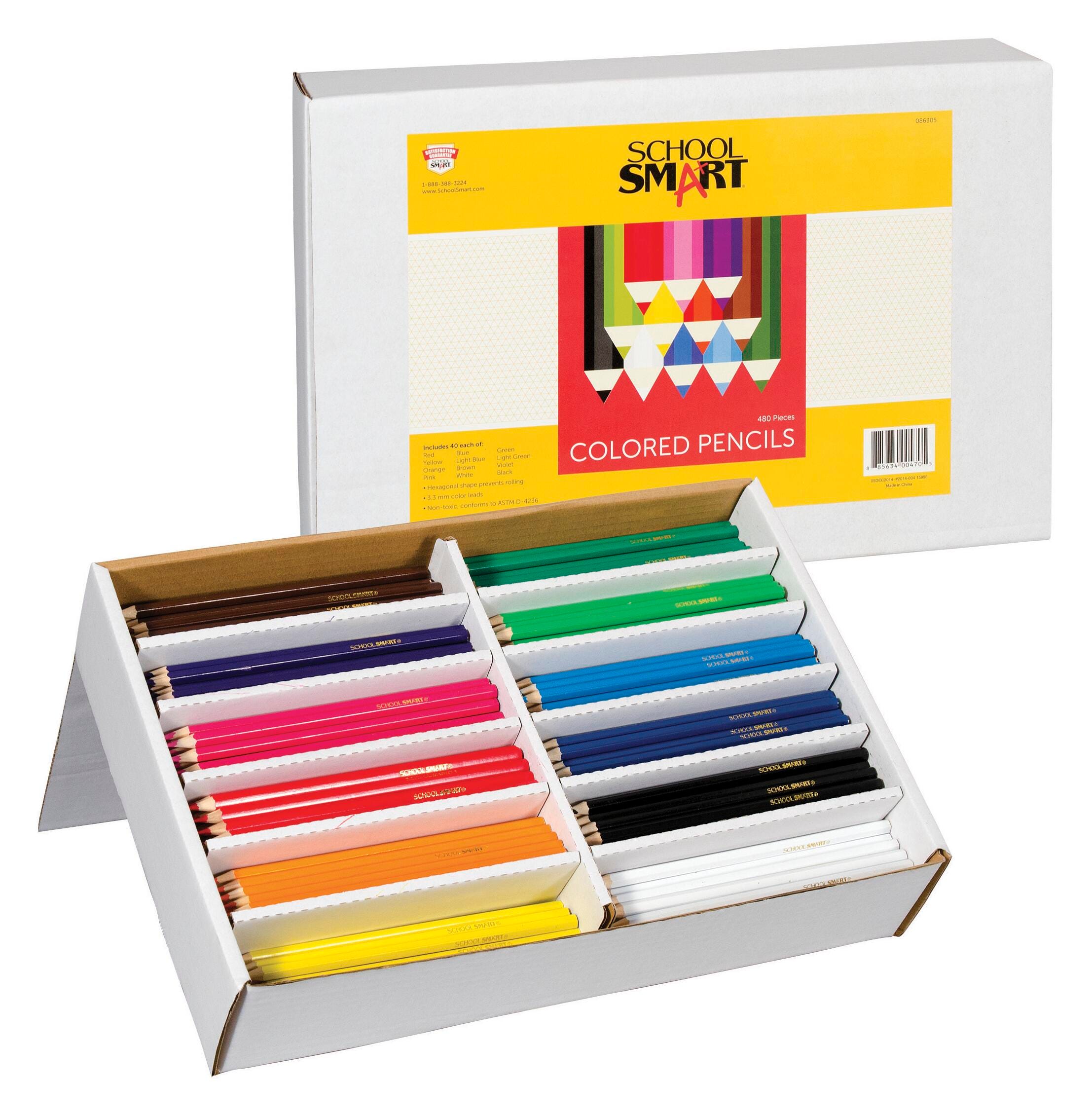 School Smart Colored Pencils Classroom Pack, 12- Assorted Colors, Pack of 480 086305